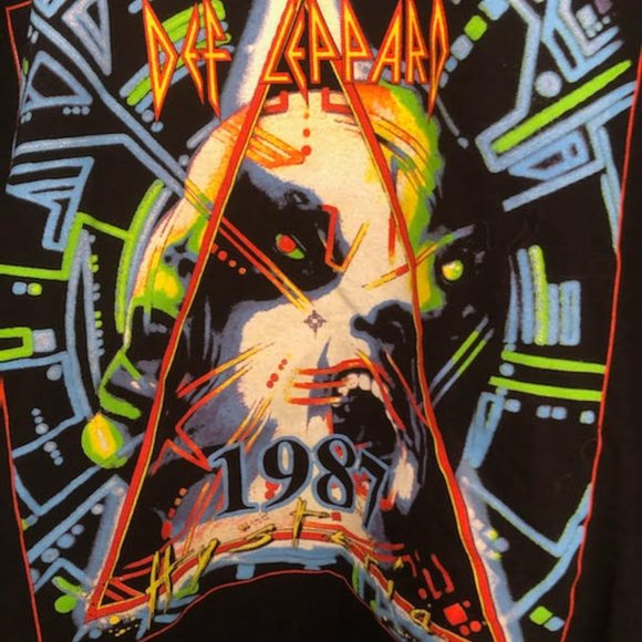 UNISEX DEF LEPPARD 1987 HYSTERIA VINTAGE CONCERT T SHIRT SIZE L - Picture 2 of 5